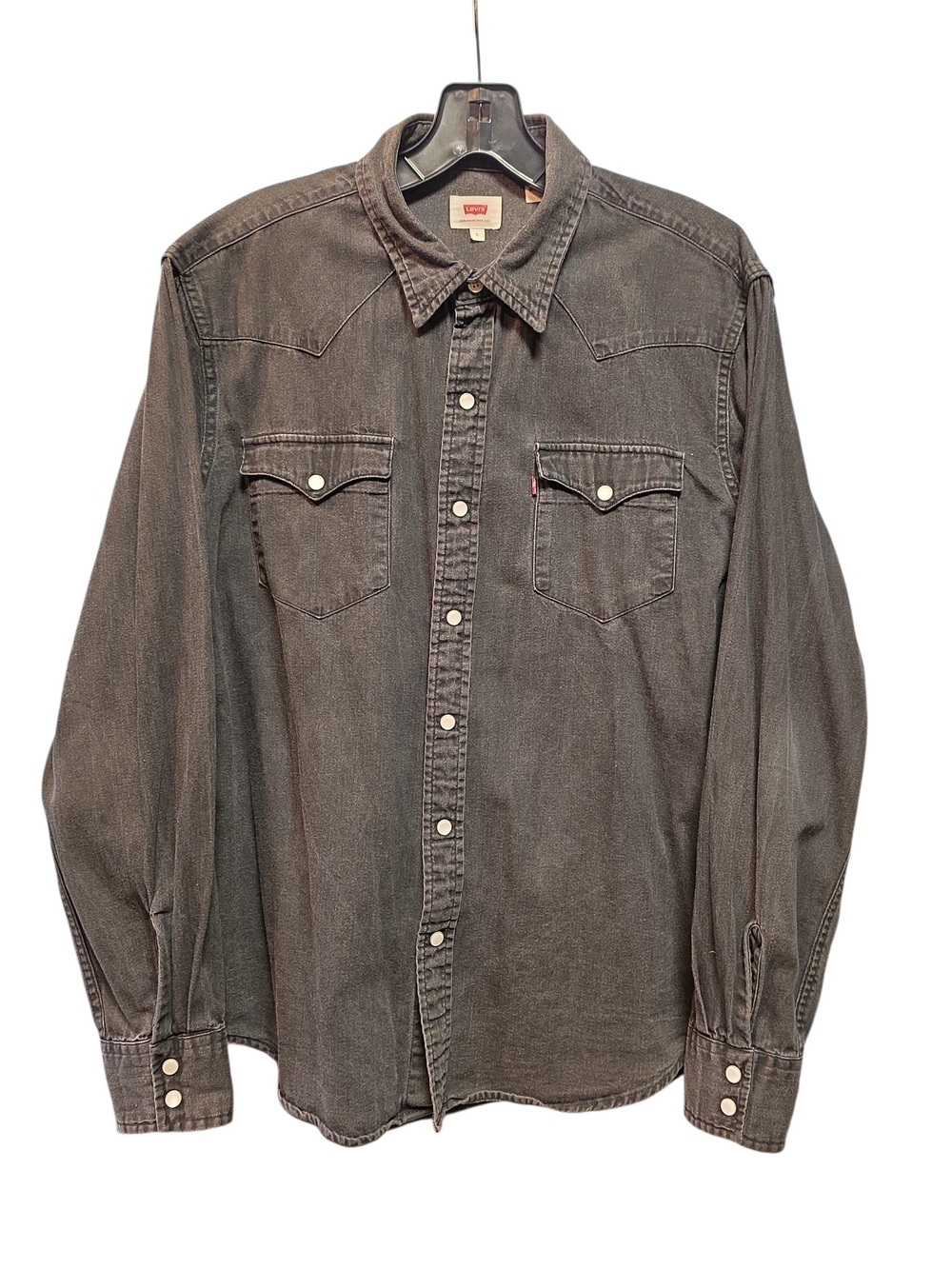 Levi's Womens Charcoal Western Denim Button-Down Shirt